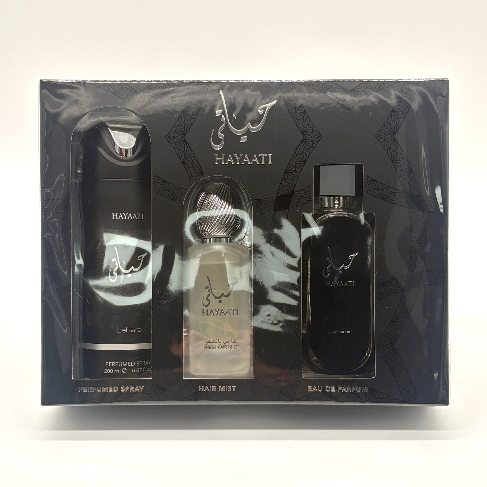 LATTAFA  HAYAATI BLACK 3 PC SET 3.4+MIST+SPRAY