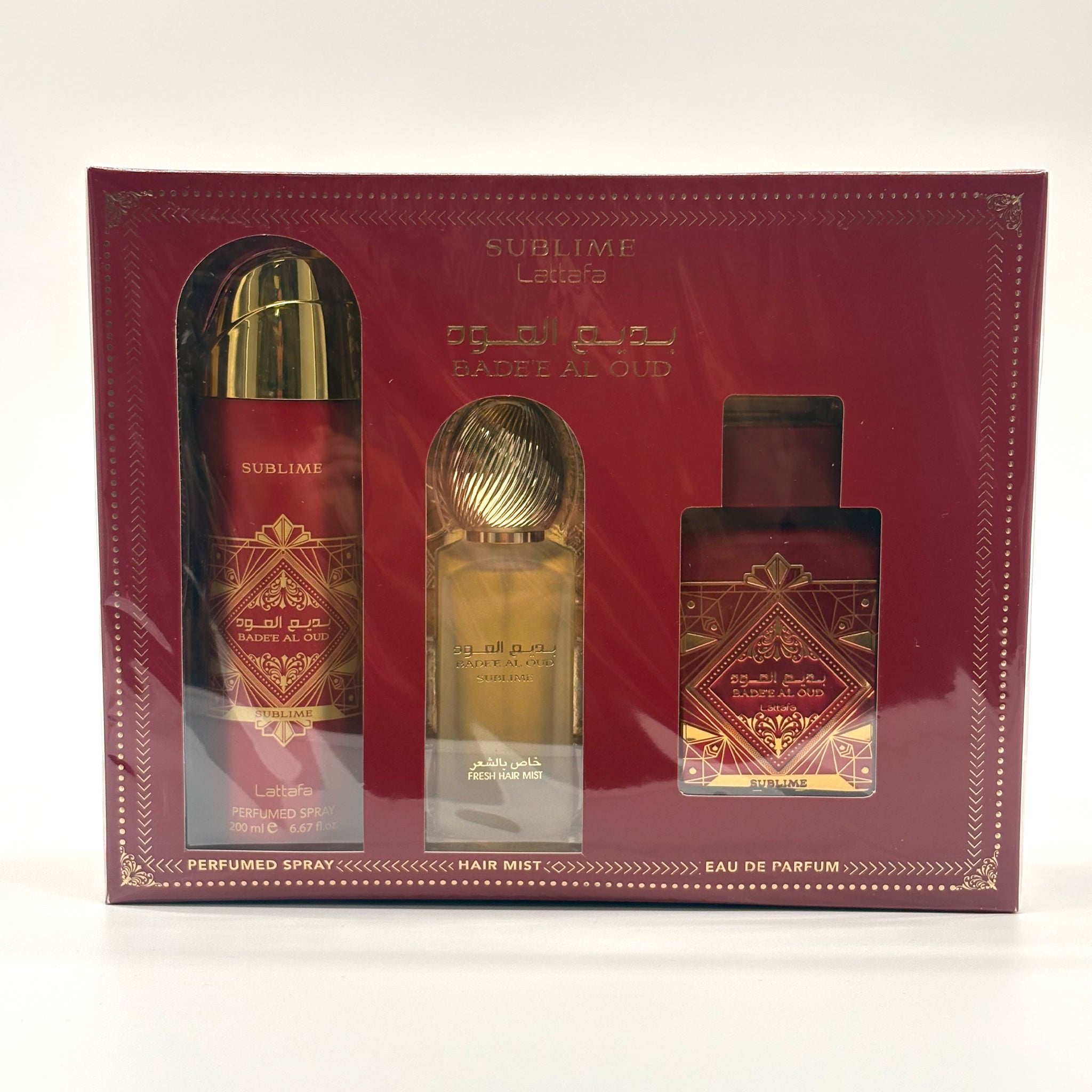 LATTAFA  BADEE AL OUD SUBLIME 3 PC SET 3.4+SPRAY+MIST