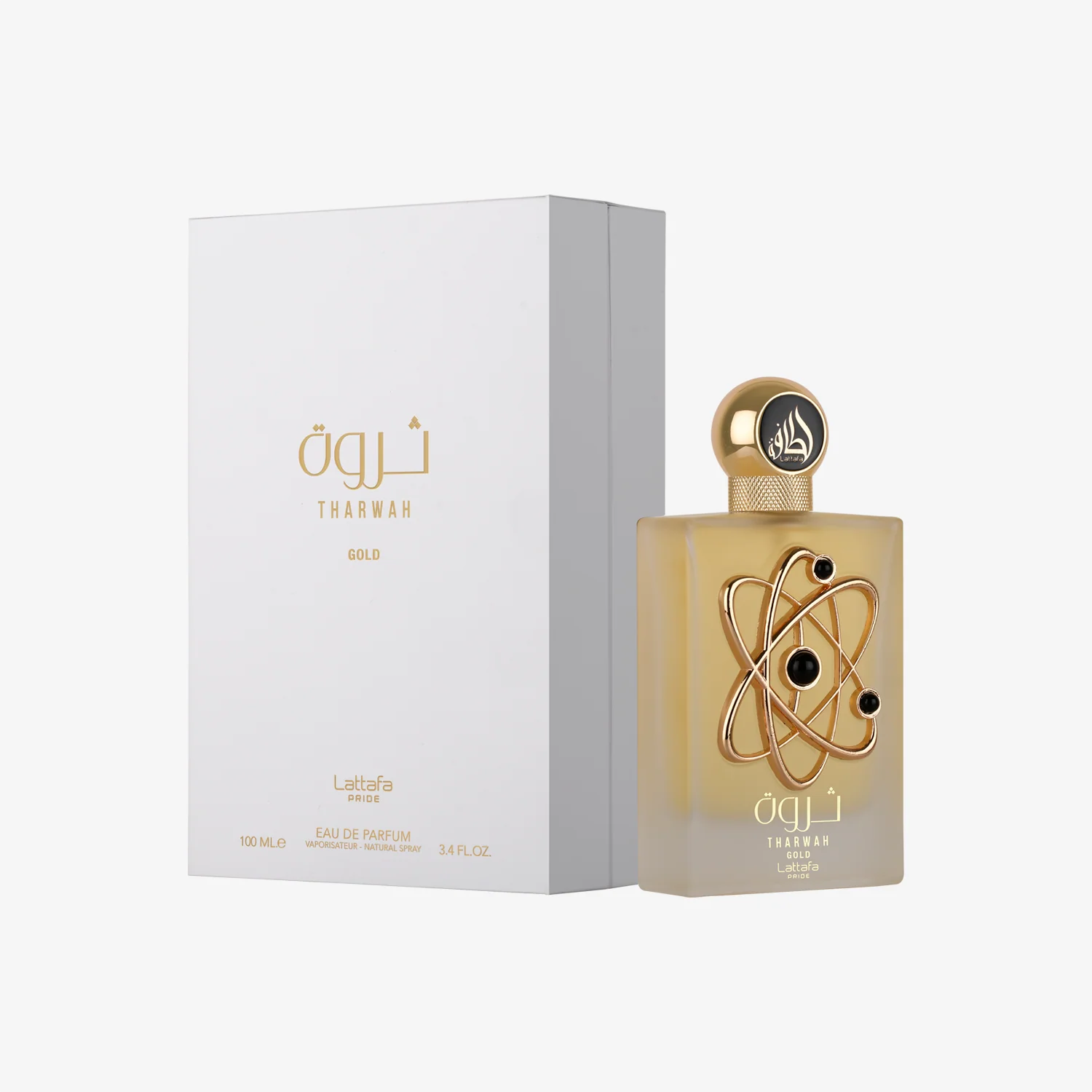 Lattafa Perfumes Tharwah Gold for Unisex Eau de Parfum Spray, 3.4 Ounce