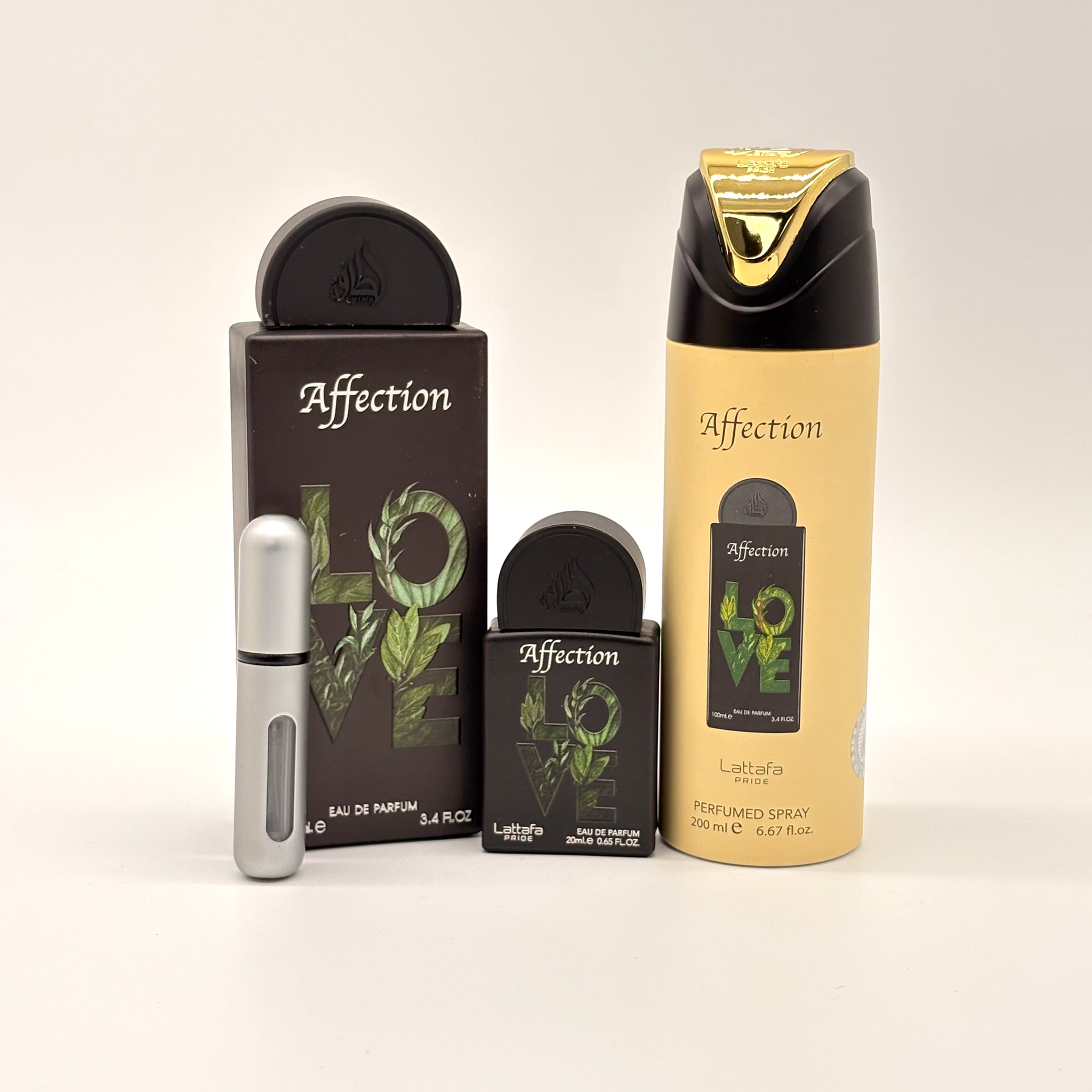 LATTAFA AFFECTION 3 PC SET FOR MEN 100 ML + 20 ML + 200 ML BODY SPRAY + TRAVEL SIZE