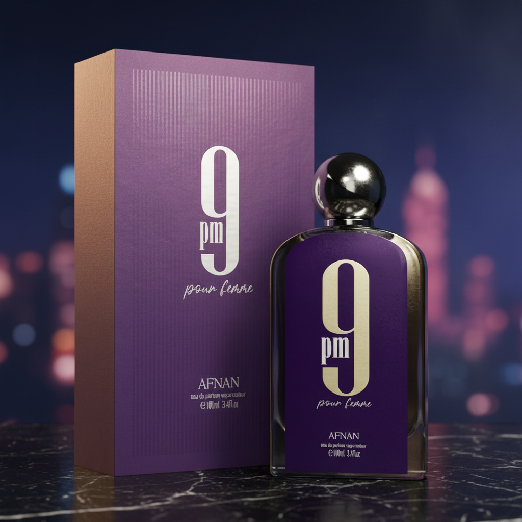 Afnan 9 PM Pour Femme Eau De Parfum Spray For Women 3.4 Ounce