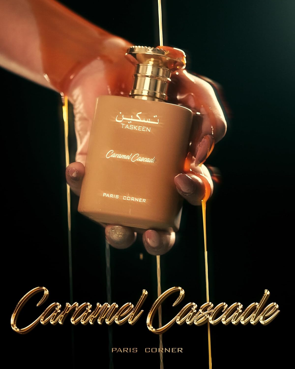 Paris Corner Taskeen Caramel Cascade for Unisex Eau De Parfum Spray, 3.4 Ounce