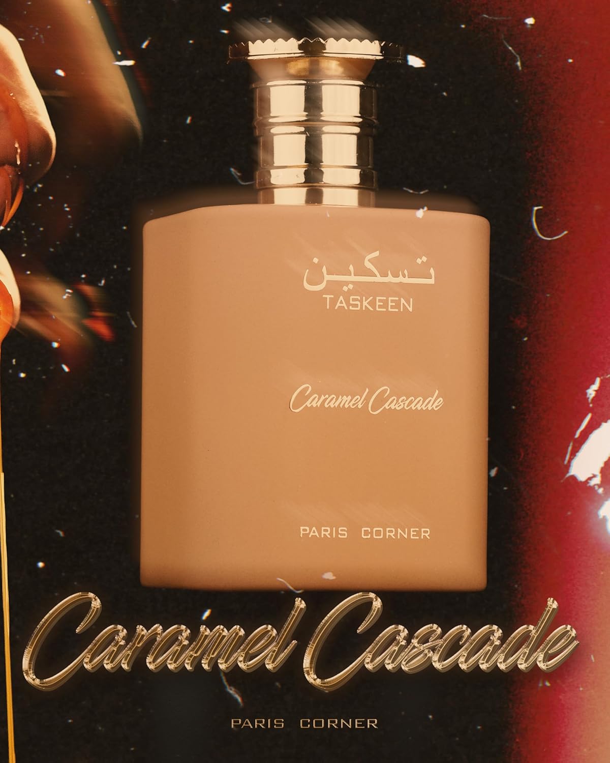 Paris Corner Taskeen Caramel Cascade for Unisex Eau De Parfum Spray, 3.4 Ounce