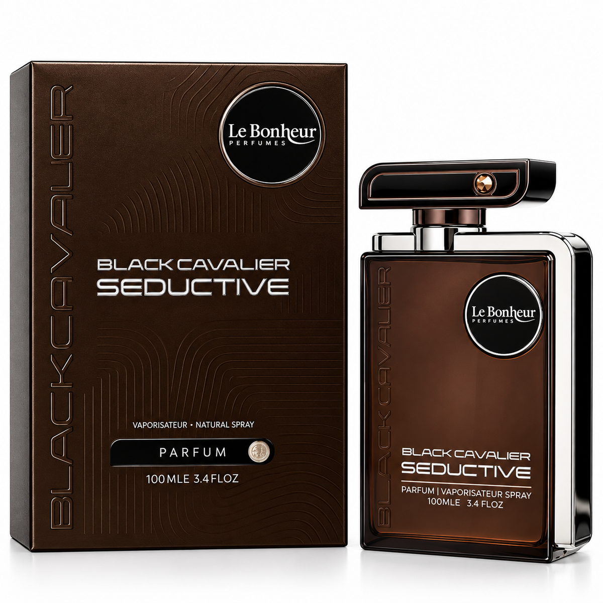Le Bonheur Black Cavalier Seductive Eau de Parfum Spray Unisex 3.4 Ounce