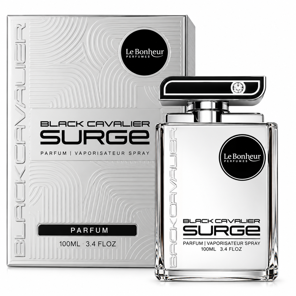 Le Bonheur Black Cavalier Surge Eau de Parfum Spray Unisex 3.4 Ounce