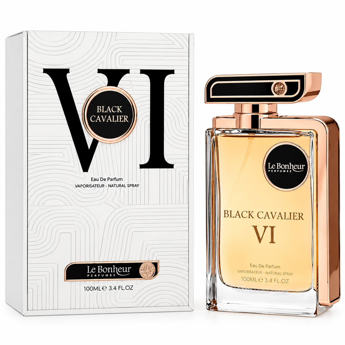 Le Bonheur Black Cavalier VI Eau de Parfum Spray For Men 3.4 Ounce
