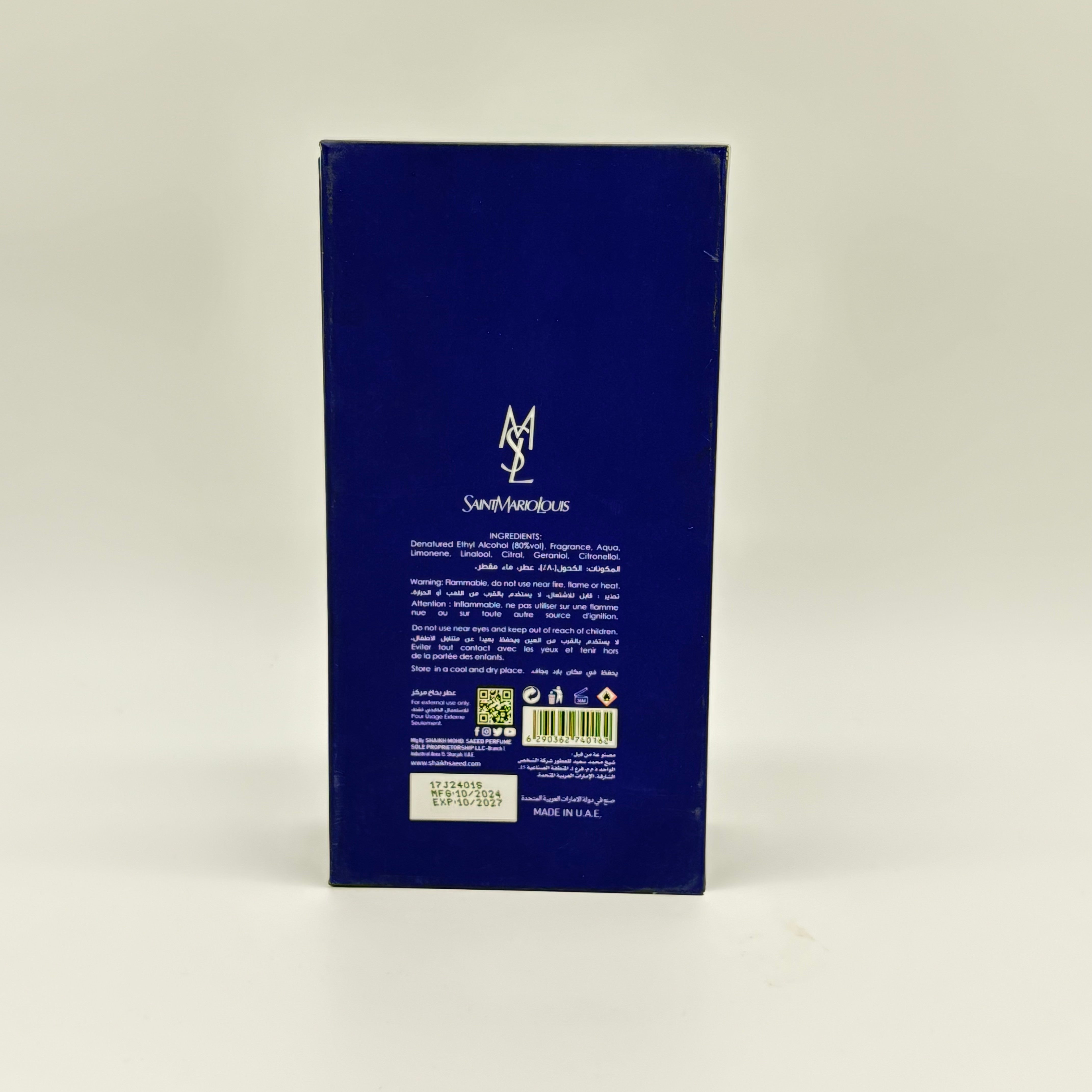 Saint Mario Louis Nove Blue Intense Eau De Parfum Spray For Unisex 3.4 Ounce