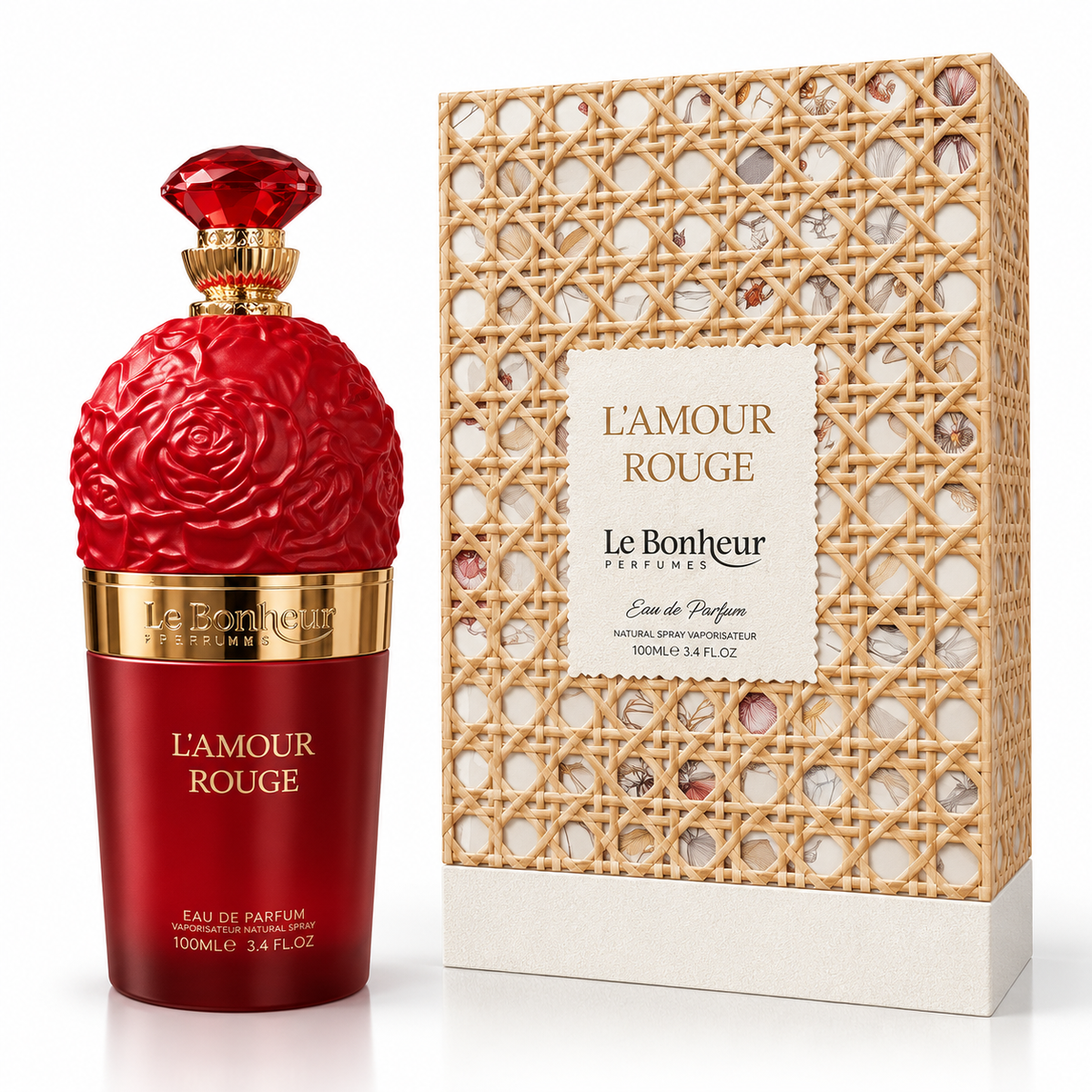 Le Bonheur L'Amour Rouge Eau de Parfum Spray For Women 3.4 Ounce