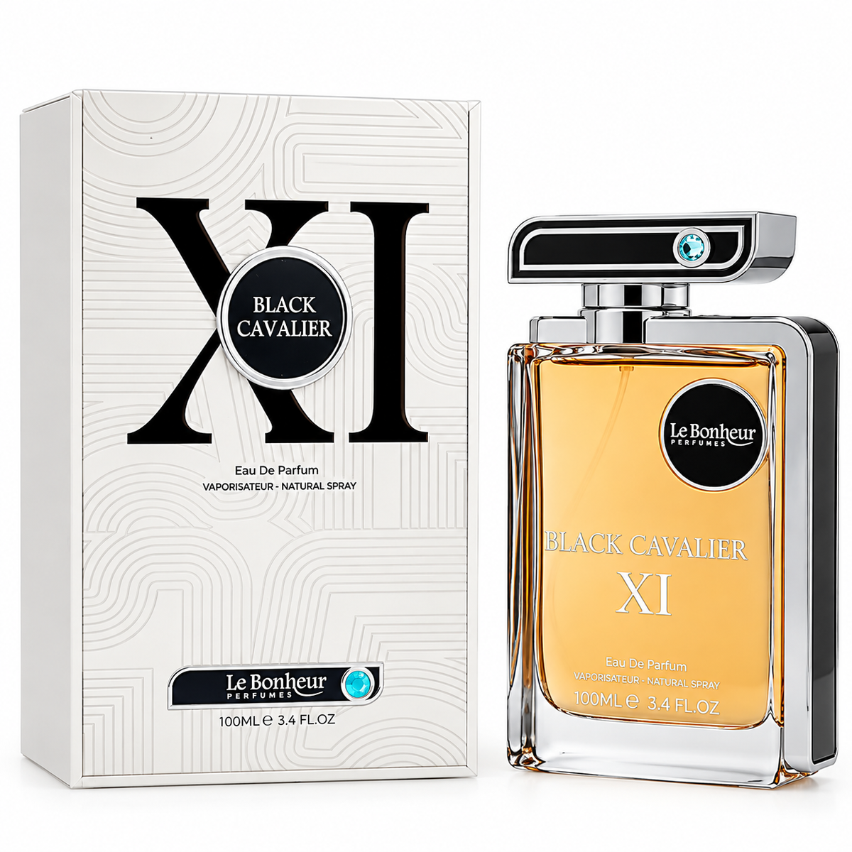 Le Bonheur Black Cavalier XI Eau de Parfum Spray For Men 3.4 Ounce