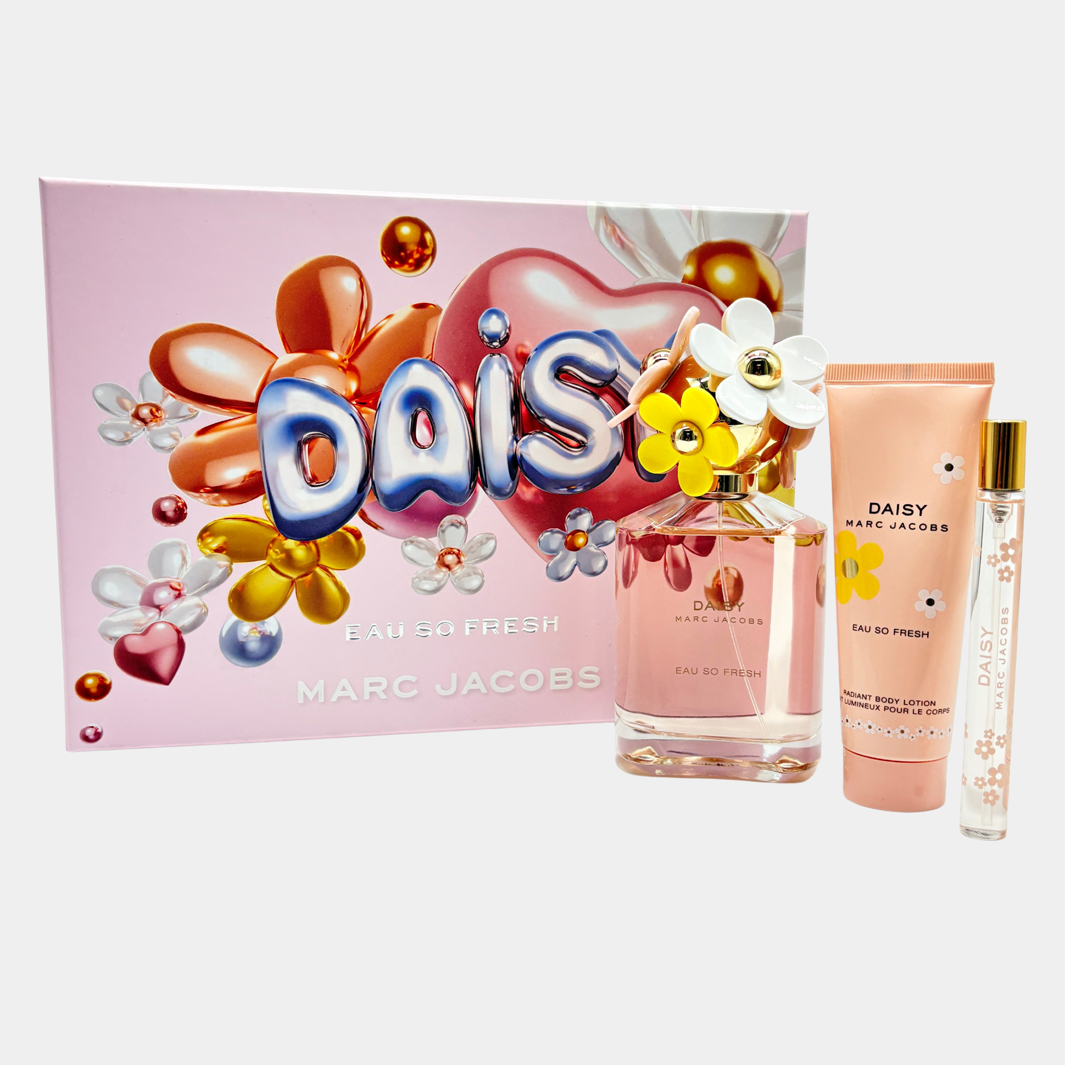 MARC JACOBS DAISY EAU SO FRESH 3 PC SET 4.2 OZ EDT + .33 OZ EDT + 2.5 OZ B/L
