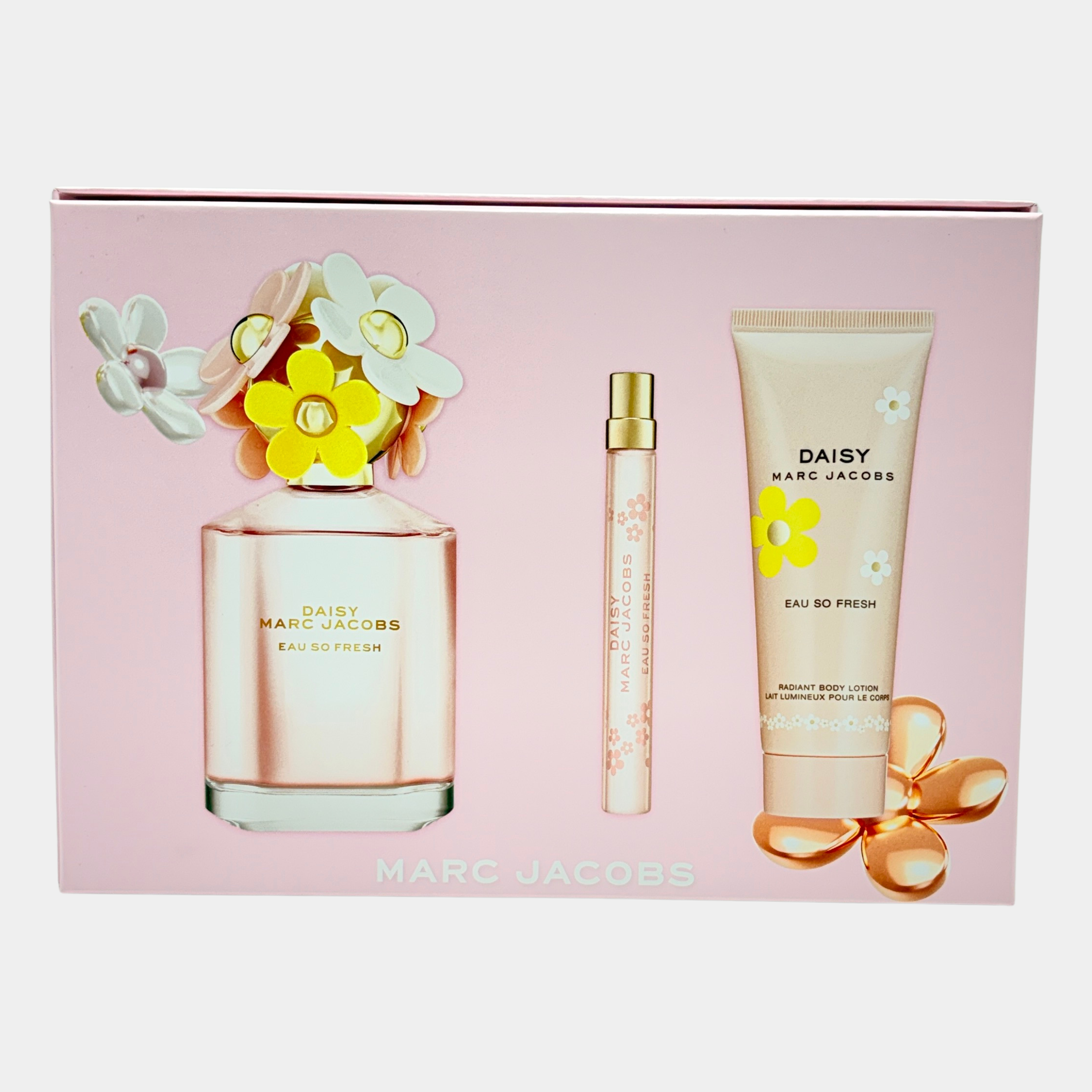 MARC JACOBS DAISY EAU SO FRESH 3 PC SET 4.2 OZ EDT + .33 OZ EDT + 2.5 OZ B/L