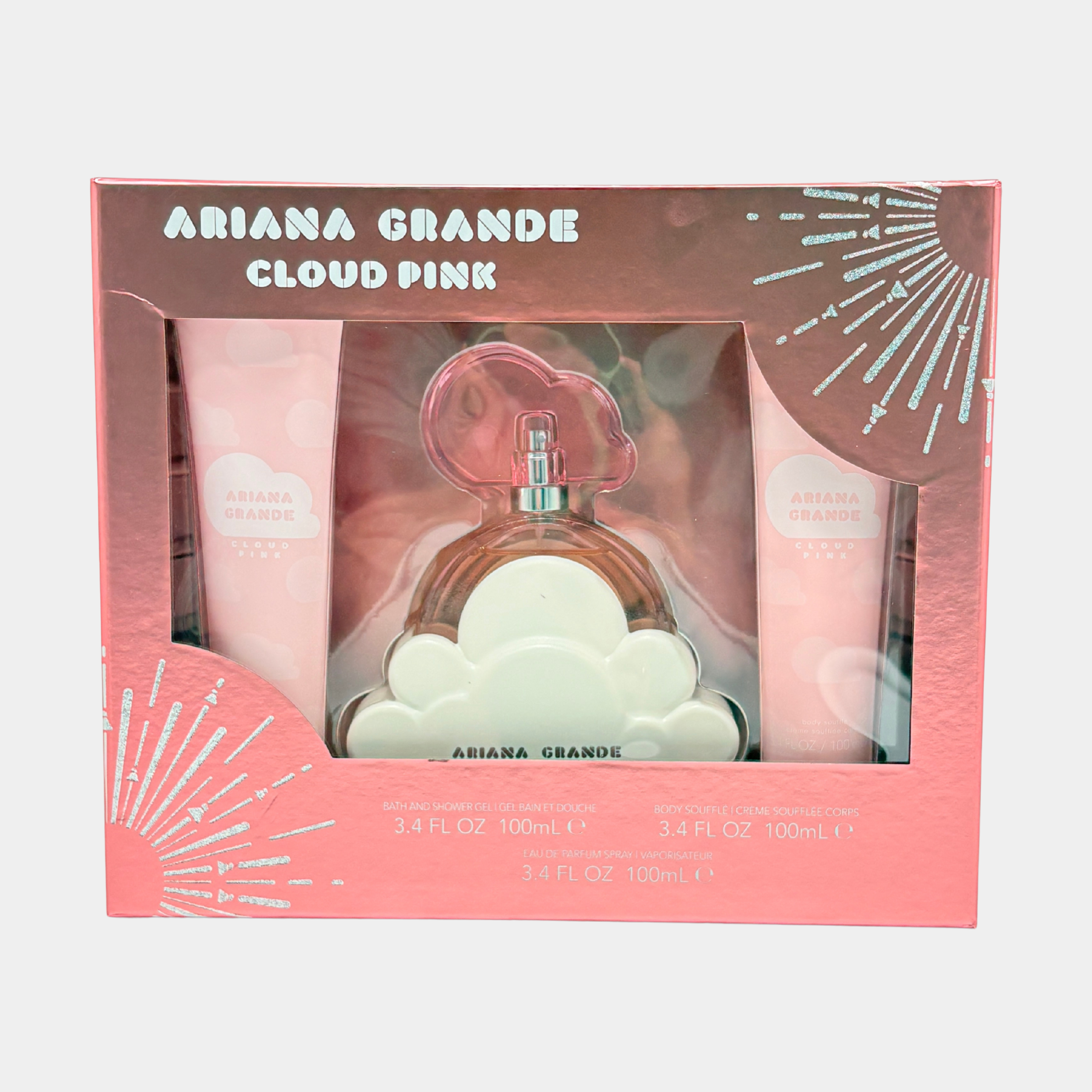ARIANA GRANDE CLOUD PINK 3 PC SET 3.4 OZ EDP + 3.4 OZ B/L + 3.4 OZ S/G