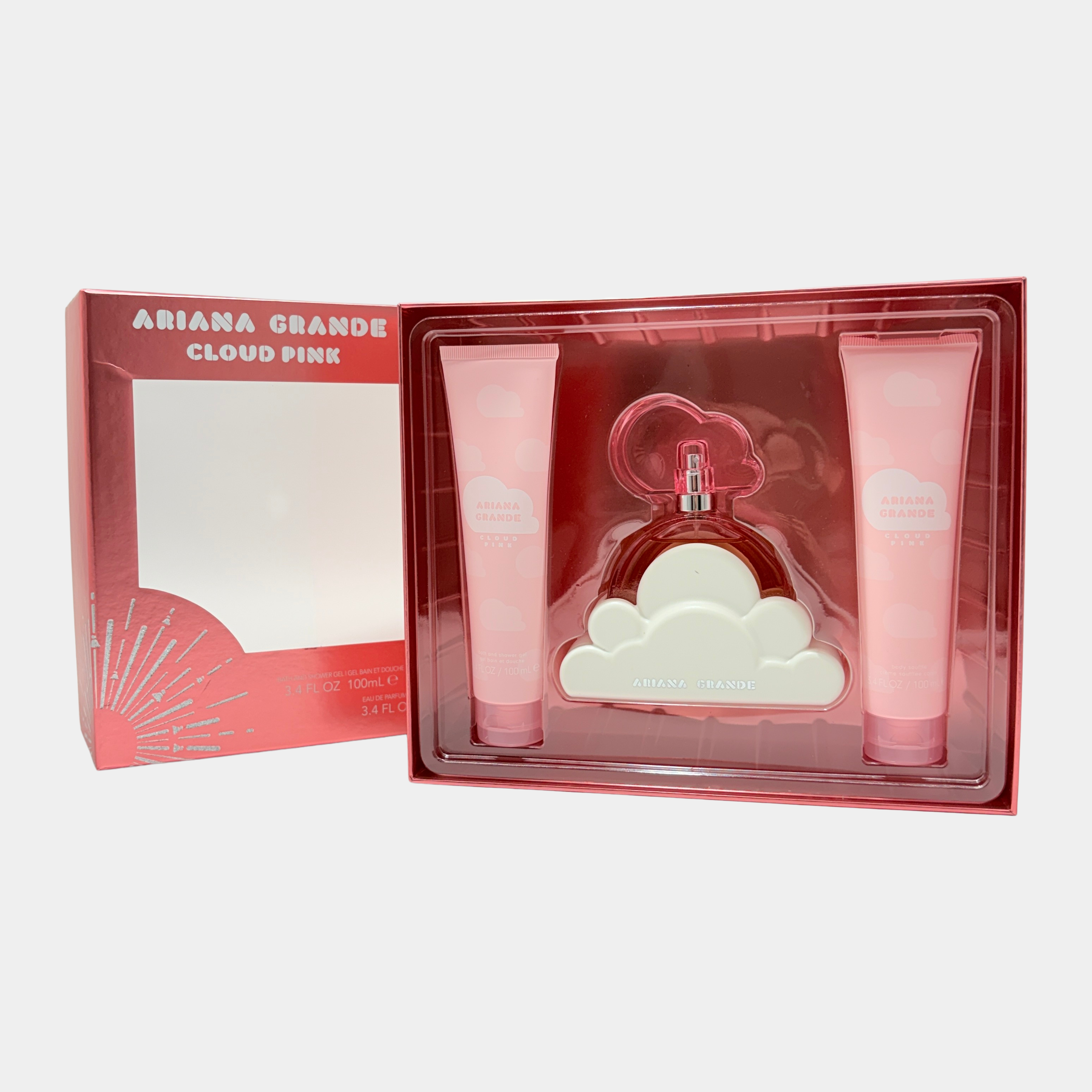 ARIANA GRANDE CLOUD PINK 3 PC SET 3.4 OZ EDP + 3.4 OZ B/L + 3.4 OZ S/G