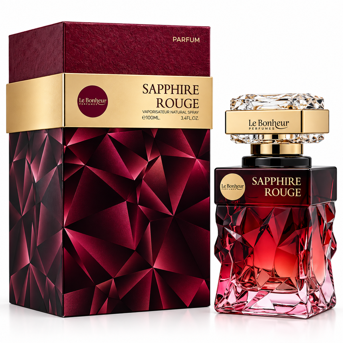 Le Bonheur Sapphire Rouge Eau de Parfum Spray Unisex 3.4 Ounce