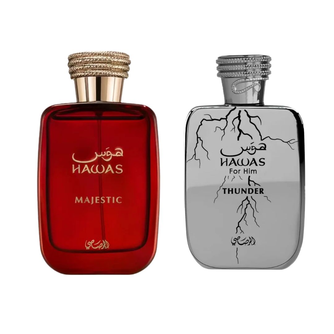 Rasasi 2-Piece (Hawas Majestic & Hawas Thunder) Fragrance Bundle for Unisex