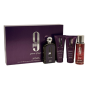 AFNAN 9 PM PURPLE POUR FEMME 4 PC SET 3.4 OZ + 3.4 S/G + 5 OZ BODY MIST + 3.4 OZ B/L