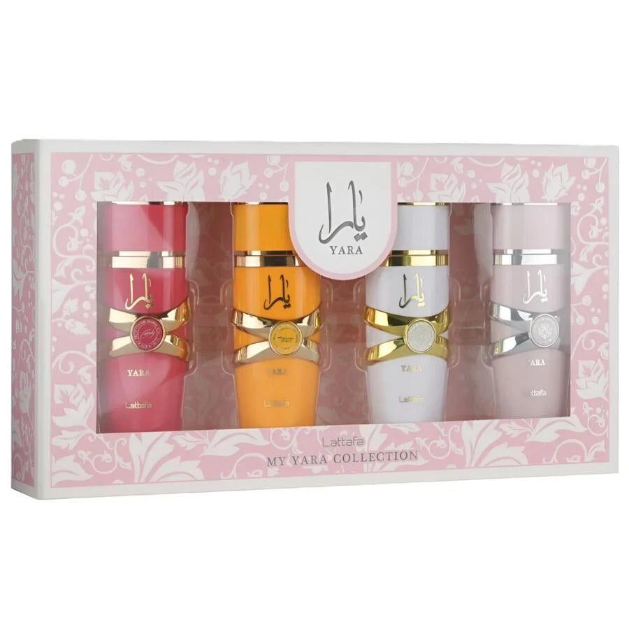 Lattafa My Yara Collection – 4 × 25 ml Eau de Parfum Gift Set for Women (Yara + Yara Moi + Yara Tous + Yara Candy)