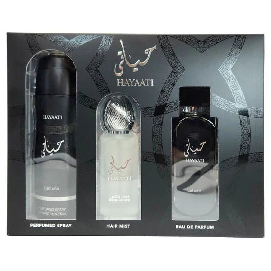 LATTAFA  HAYAATI BLACK 3 PC SET 3.4+MIST+SPRAY